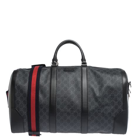 gucci leather black|gucci black leather duffle bag.